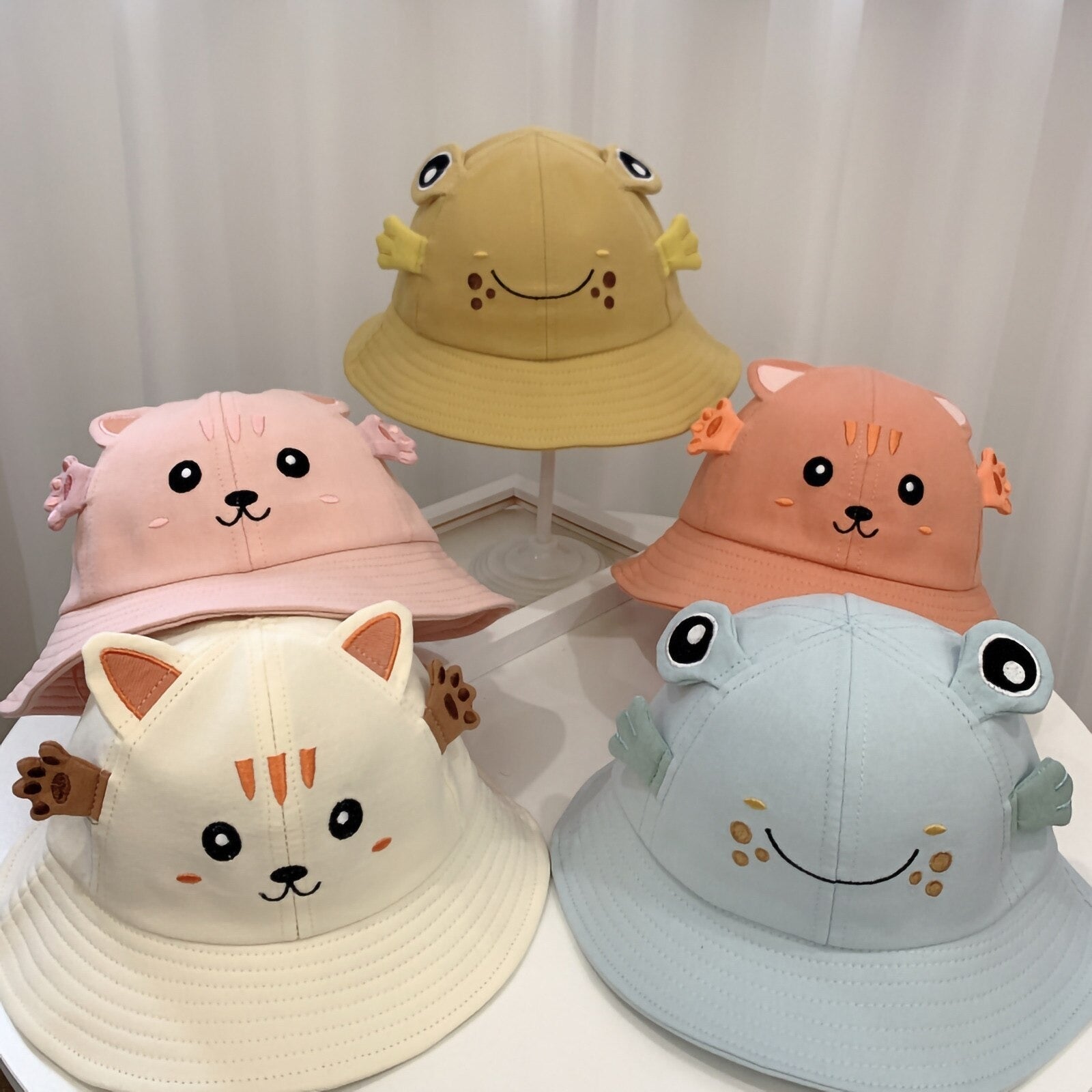 New Products Kitten And Frog Sun Hat Small Pot Hat Baby Hat - [[{"value":"{{ Babyvera Babyvera  }}"}]]