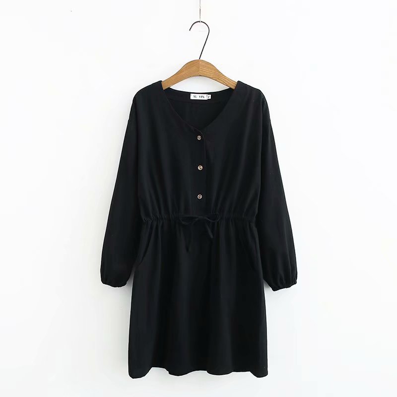 Plus Size Women's Fat Mm200 Kg Spring Dress New Ladies Loose Large Cotton And Linen Waist Dress - [[{"value":"{{ Babyvera Babyvera  }}"}]]