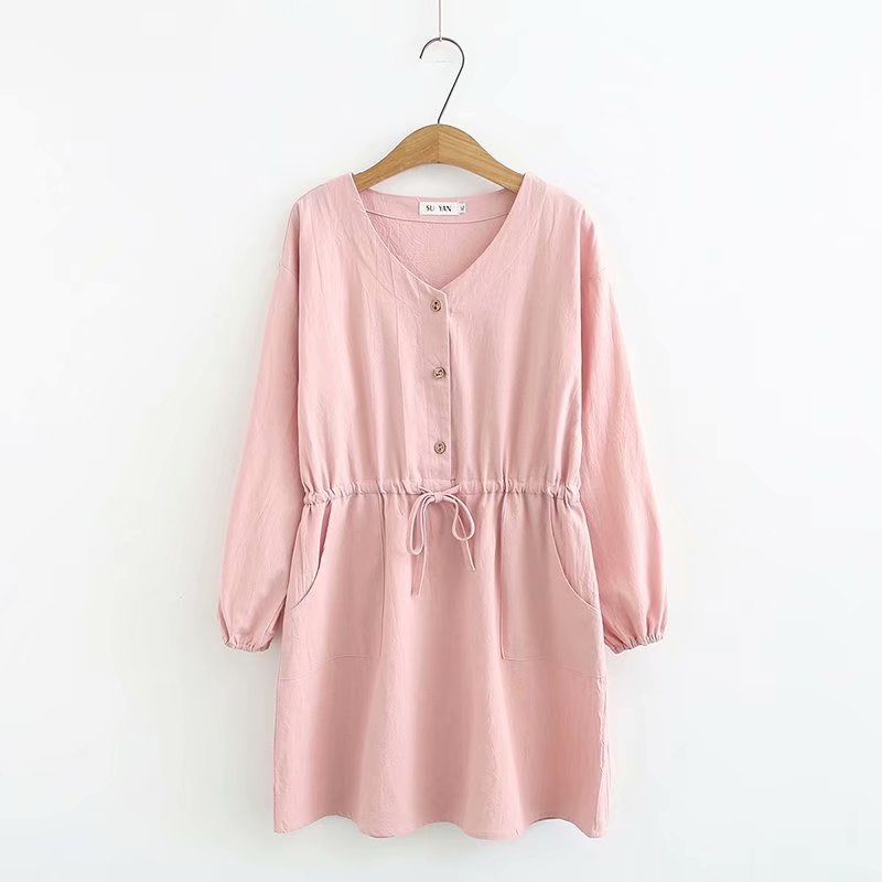 Plus Size Women's Fat Mm200 Kg Spring Dress New Ladies Loose Large Cotton And Linen Waist Dress - [[{"value":"{{ Babyvera Babyvera  }}"}]]