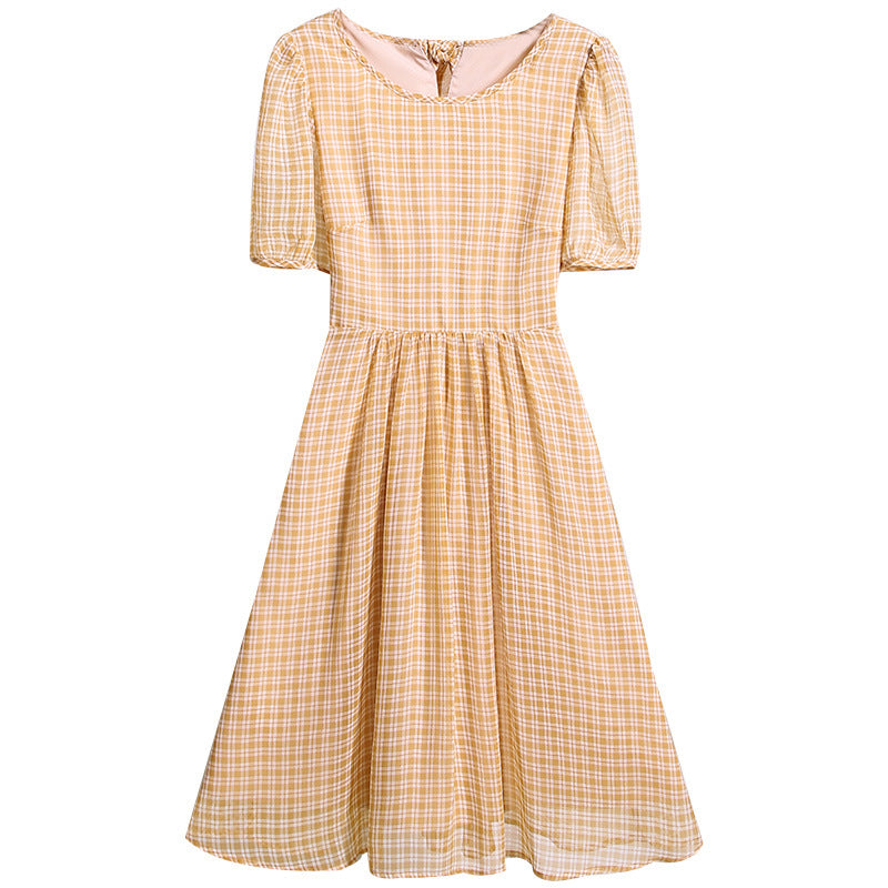 French Retro Plaid Skirt New Women's Western Style Chiffon Dress - [[{"value":"{{ Babyvera Babyvera  }}"}]]