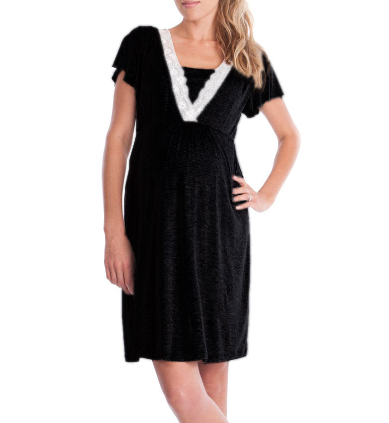 European And American Fashion Lace Stitching Multifunctional Mother Breastfeeding Dress Maternity Pajamas Nursing Clothes - [[{"value":"{{ Babyvera Babyvera  }}"}]]