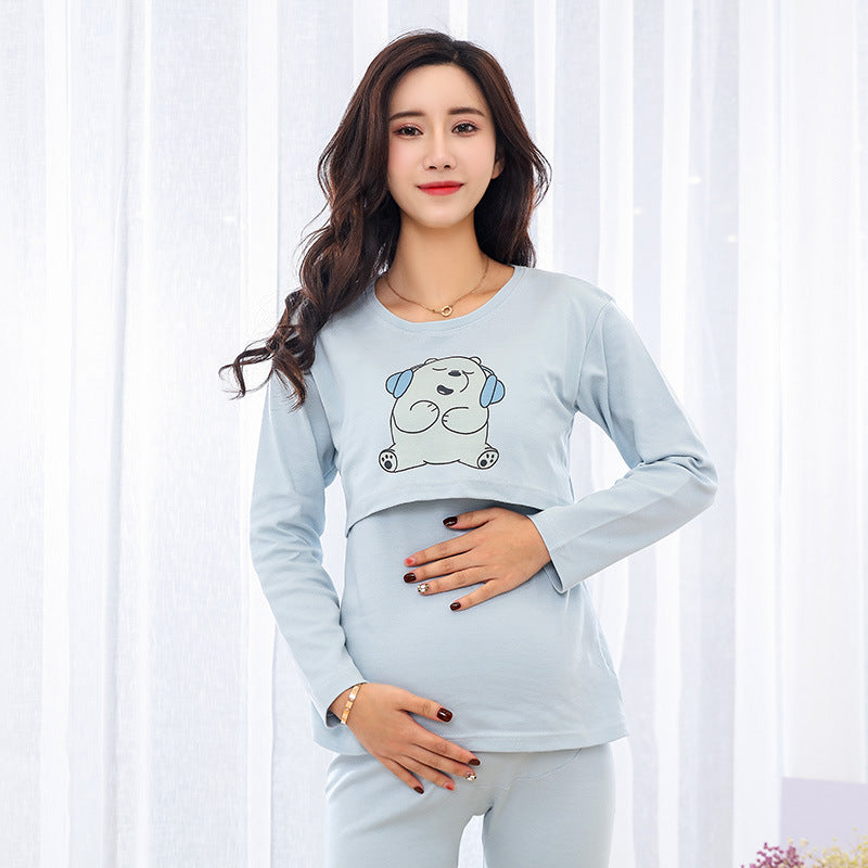 Spring And Autumn Pure Cotton Confinement Wear Maternity Nursing Pajamas - [[{"value":"{{ Babyvera Babyvera  }}"}]]