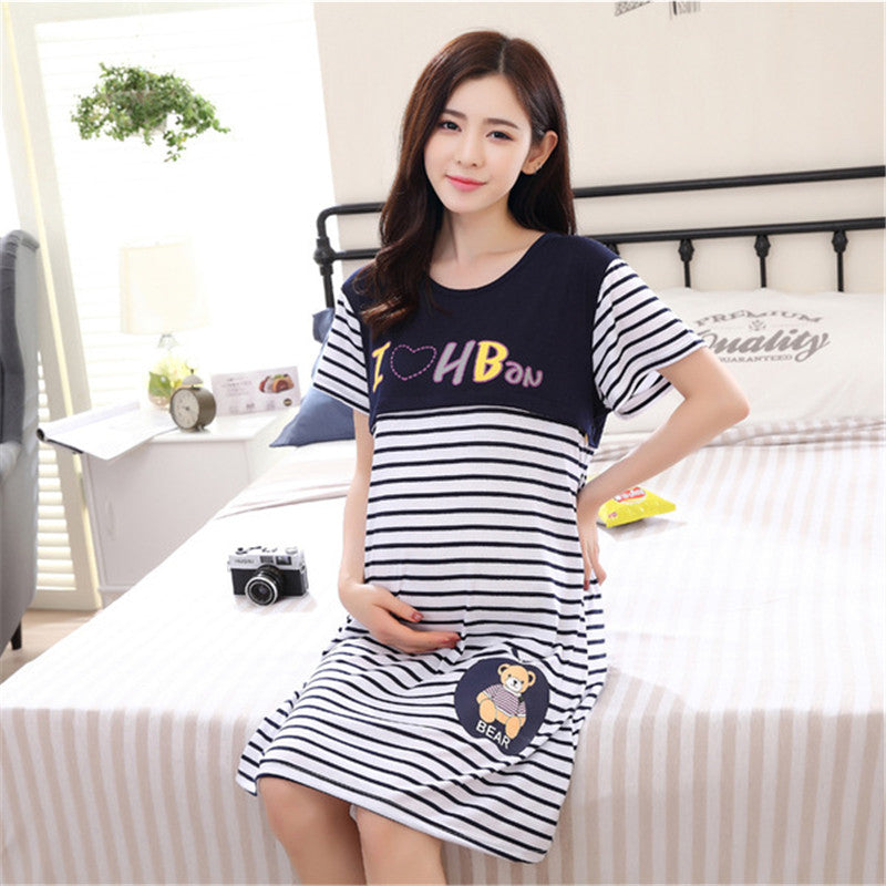 Thin Short-sleeved Confinement Dress Breastfeeding Pajamas Maternity Nursing Dress - [[{"value":"{{ Babyvera Babyvera  }}"}]]