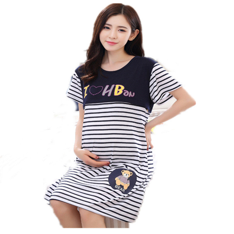 Thin Short-sleeved Confinement Dress Breastfeeding Pajamas Maternity Nursing Dress - [[{"value":"{{ Babyvera Babyvera  }}"}]]