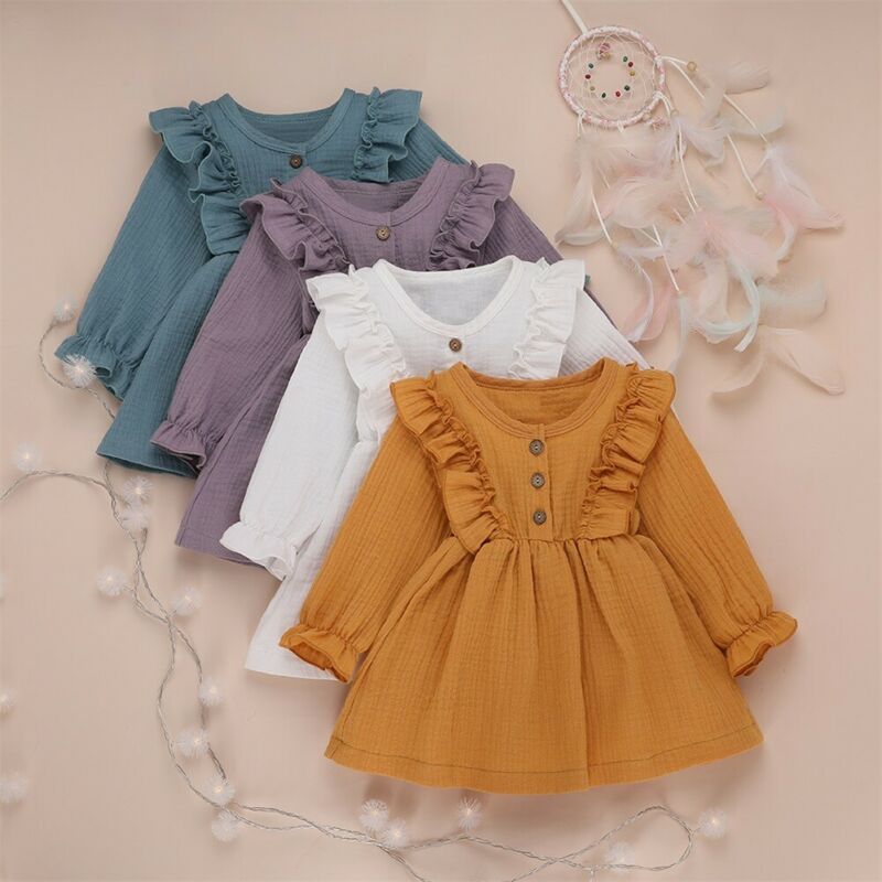 1-6Y Baby Girl Spring Dress With Ruffled Children - [[{"value":"{{ Babyvera Babyvera  }}"}]]