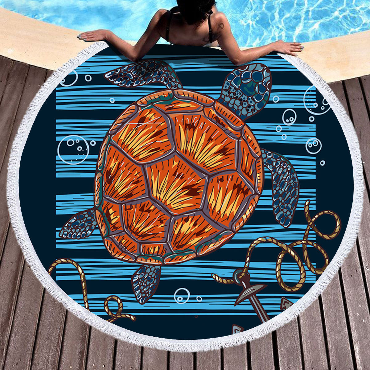 Turtle Series Round Microfiber Beach Towel Feel Soft Yoga Mat Beach Play Mat - [[{"value":"{{ Babyvera Babyvera  }}"}]]