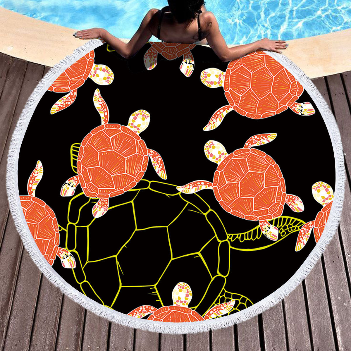 Turtle Series Round Microfiber Beach Towel Feel Soft Yoga Mat Beach Play Mat - [[{"value":"{{ Babyvera Babyvera  }}"}]]