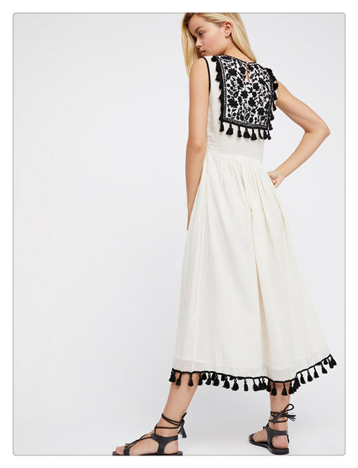 Bohemian Embroidered Floral Fringe Sleeveless Vest Dress - [[{"value":"{{ Babyvera Babyvera  }}"}]]