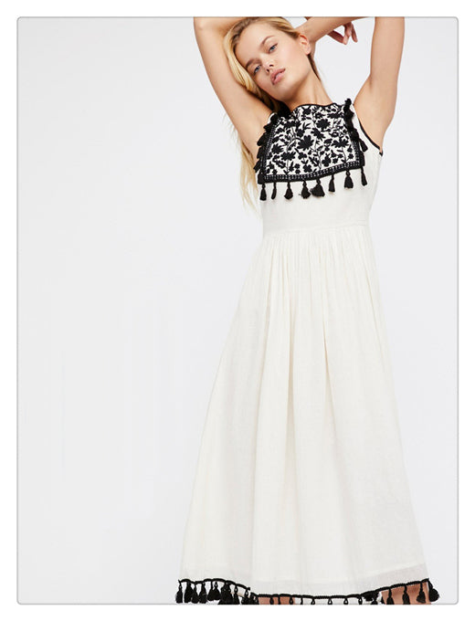 Bohemian Embroidered Floral Fringe Sleeveless Vest Dress - [[{"value":"{{ Babyvera Babyvera  }}"}]]