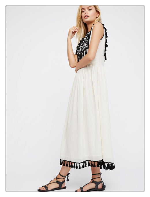 Bohemian Embroidered Floral Fringe Sleeveless Vest Dress - [[{"value":"{{ Babyvera Babyvera  }}"}]]