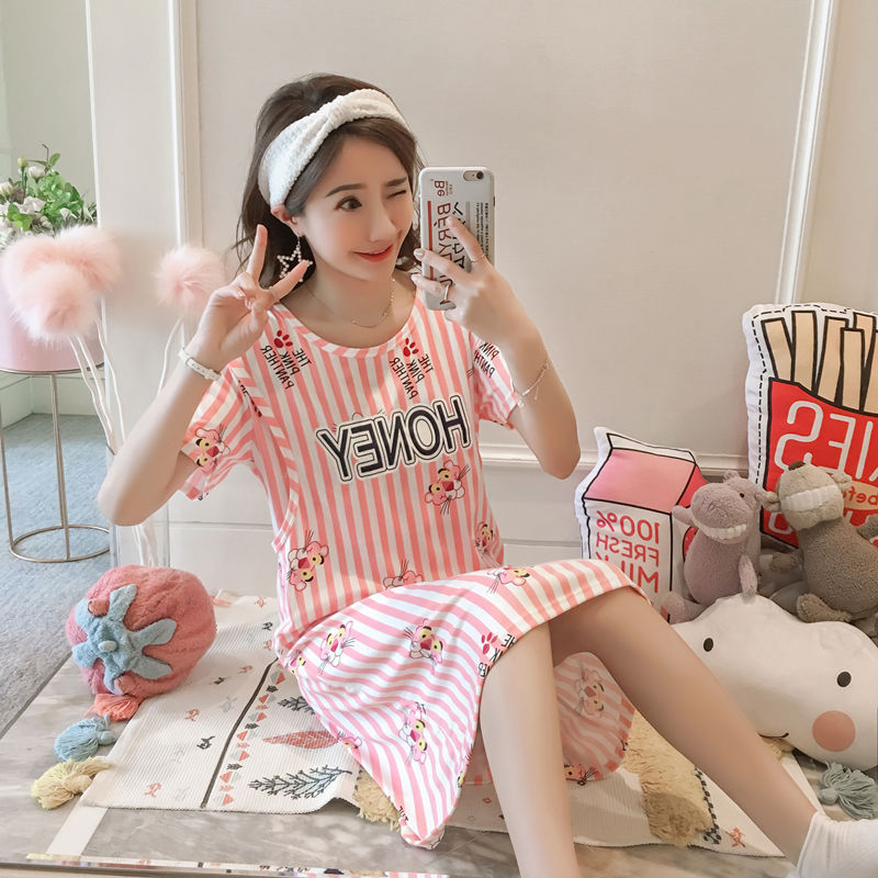 Spring And Summer Confinement Clothing Cartoon Breastfeeding Dress Nursing Clothing Pregnant Women Pajamas Postpartum Outing Hot Mom Large Size Dress - [[{"value":"{{ Babyvera Babyvera  }}"}]]