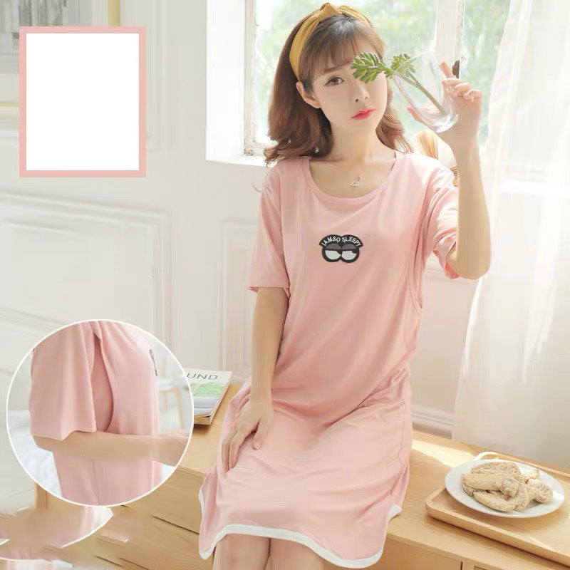 Spring And Summer Confinement Clothing Cartoon Breastfeeding Dress Nursing Clothing Pregnant Women Pajamas Postpartum Outing Hot Mom Large Size Dress - [[{"value":"{{ Babyvera Babyvera  }}"}]]
