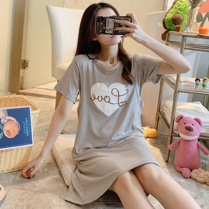 Spring And Summer Confinement Clothing Cartoon Breastfeeding Dress Nursing Clothing Pregnant Women Pajamas Postpartum Outing Hot Mom Large Size Dress - [[{"value":"{{ Babyvera Babyvera  }}"}]]