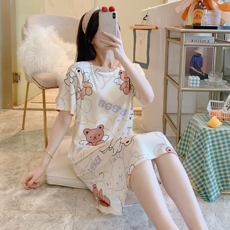 Spring And Summer Confinement Clothing Cartoon Breastfeeding Dress Nursing Clothing Pregnant Women Pajamas Postpartum Outing Hot Mom Large Size Dress - [[{"value":"{{ Babyvera Babyvera  }}"}]]