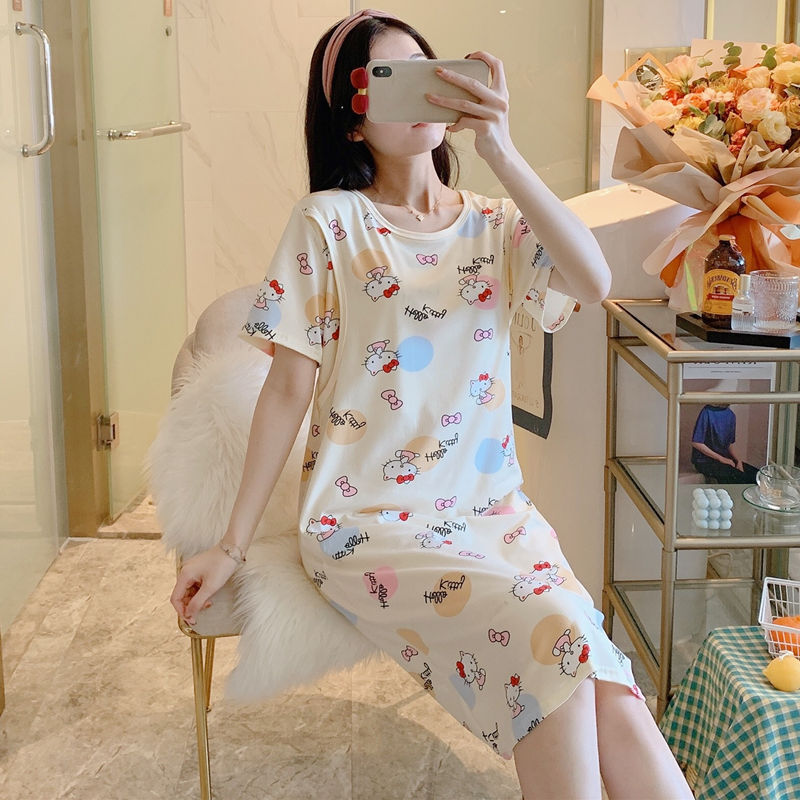 Spring And Summer Confinement Clothing Cartoon Breastfeeding Dress Nursing Clothing Pregnant Women Pajamas Postpartum Outing Hot Mom Large Size Dress - [[{"value":"{{ Babyvera Babyvera  }}"}]]
