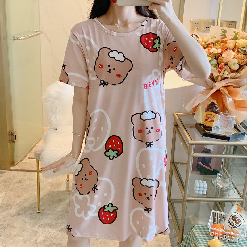Spring And Summer Confinement Clothing Cartoon Breastfeeding Dress Nursing Clothing Pregnant Women Pajamas Postpartum Outing Hot Mom Large Size Dress - [[{"value":"{{ Babyvera Babyvera  }}"}]]
