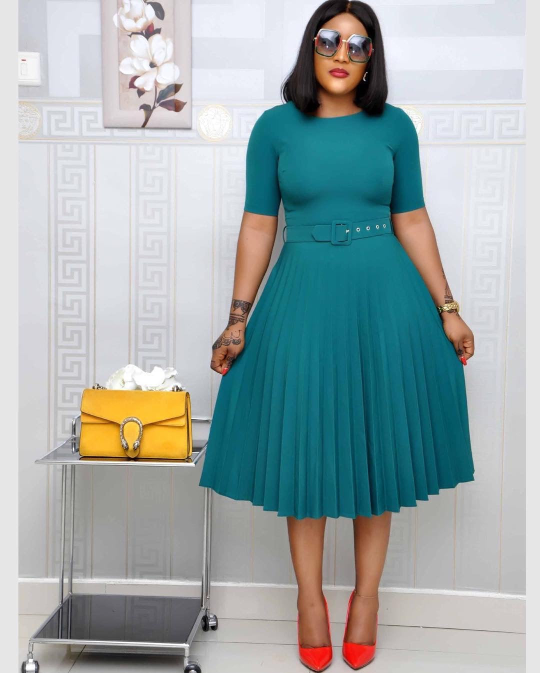 Round Neck Plus Size Mother's Dress Female Pleated Dress - [[{"value":"{{ Babyvera Babyvera  }}"}]]