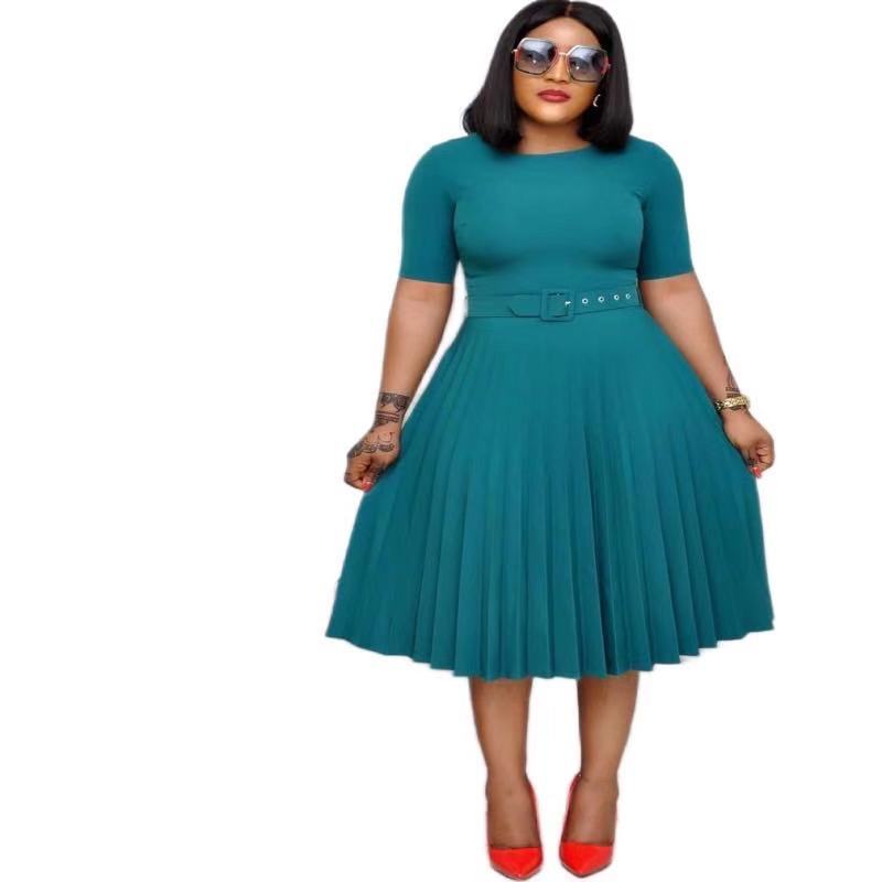 Round Neck Plus Size Mother's Dress Female Pleated Dress - [[{"value":"{{ Babyvera Babyvera  }}"}]]