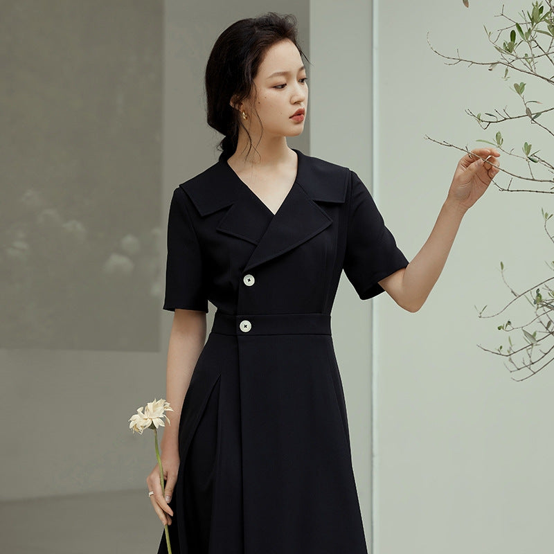 Professional Suit Dress Female Summer New Hepburn Style Temperament Was Thin Long Skirt - [[{"value":"{{ Babyvera Babyvera  }}"}]]