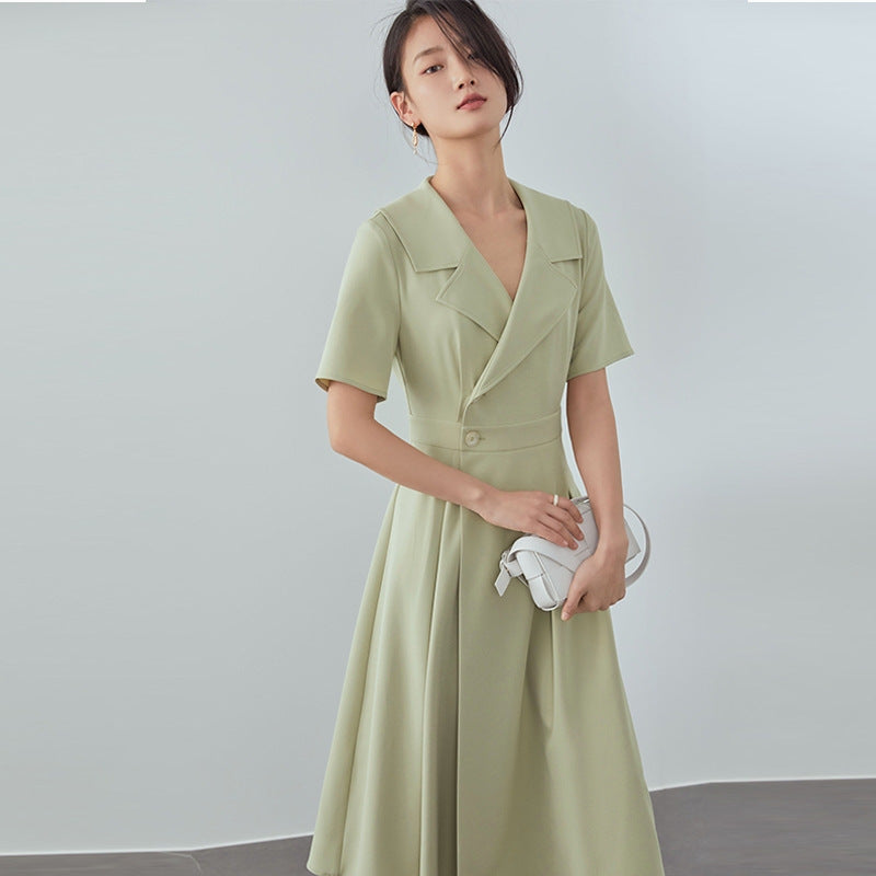 Professional Suit Dress Female Summer New Hepburn Style Temperament Was Thin Long Skirt - [[{"value":"{{ Babyvera Babyvera  }}"}]]