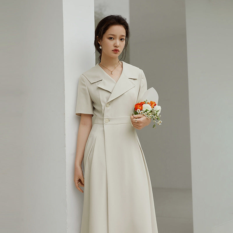 Professional Suit Dress Female Summer New Hepburn Style Temperament Was Thin Long Skirt - [[{"value":"{{ Babyvera Babyvera  }}"}]]