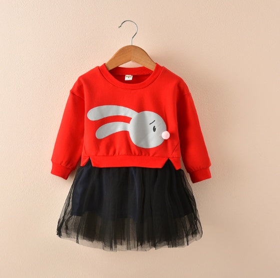 New spring infant skirt 1 long sleeved dress 2 female baby cartoon 3 4 princess dress lace dress tide - [[{"value":"{{ Babyvera Babyvera  }}"}]]