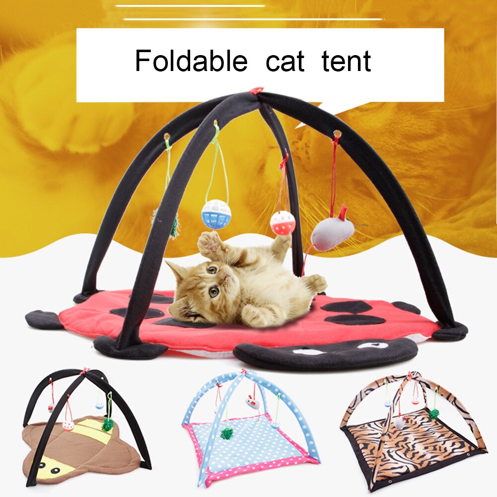 Cartoon Cat Play Tent Multifunctional Cat Hammocks Kitten Sleep Bed Foldable Cat Mat with Balls Cat Play House Toy - [[{"value":"{{ Babyvera Babyvera  }}"}]]