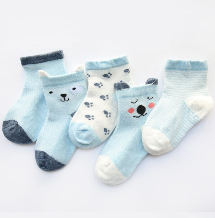 Children's Socks Pack of 5 Colors Breathable Summer Cotton Socks for Boys and Girls - [[{"value":"{{ Babyvera Babyvera  }}"}]]