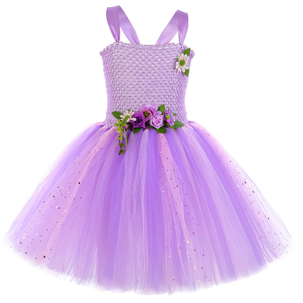 Purple Flower Fairy Elf Girls' Tulle Princess Children's Wings Fairy Role-Play Dress - [[{"value":"{{ Babyvera Babyvera  }}"}]]
