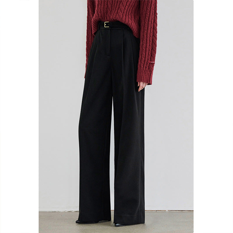 New High-waisted, Straight-leg Black Wide-leg Suit Pants - [[{"value":"{{ Babyvera Babyvera  }}"}]]