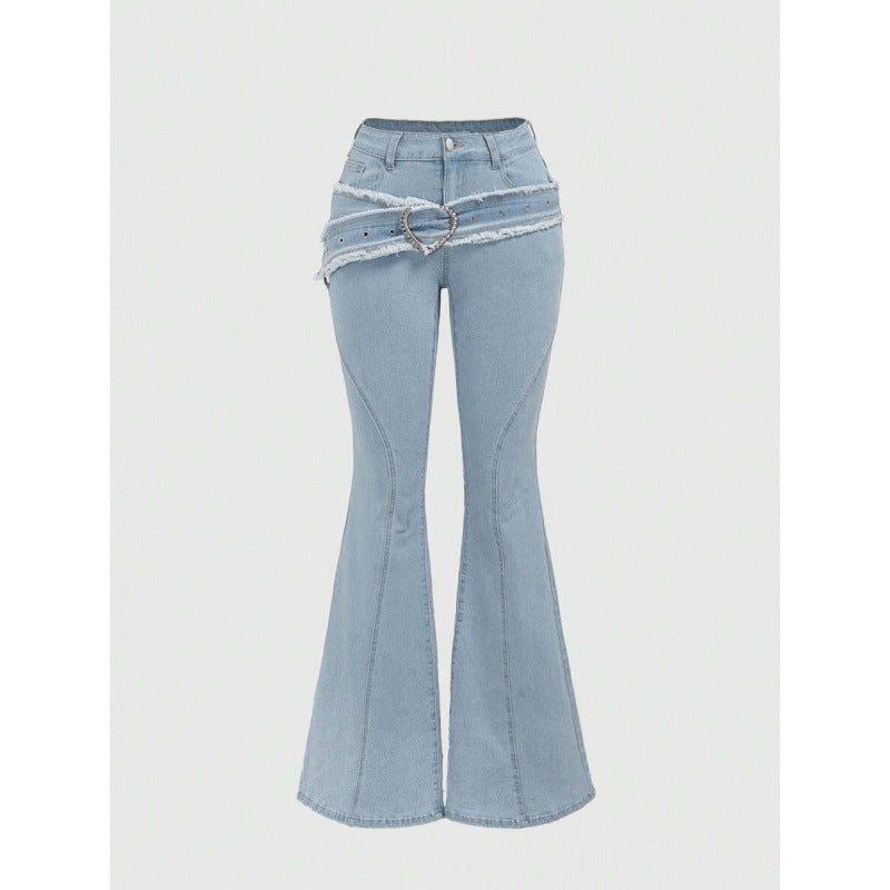 Punk-style Vintage Metal Heart-shaped Belt Frayed-edge Jeans - [[{"value":"{{ Babyvera Babyvera  }}"}]]