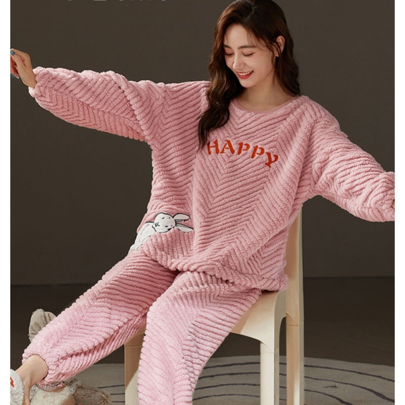 Couple Coral Fleece Thermal Pajamas Women's Long Sleeve Suit - [[{"value":"{{ Babyvera Babyvera  }}"}]]