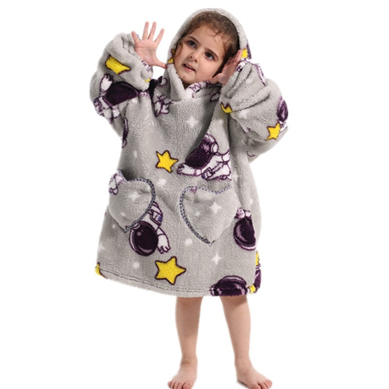 Boys And Girls Comfortable Cotton Velvet Cold-proof Clothes Lazy Blanket Hooded Plus-sized Thickened Blanket Lazy Clothes Children's Sleepwear - [[{"value":"{{ Babyvera Babyvera  }}"}]]