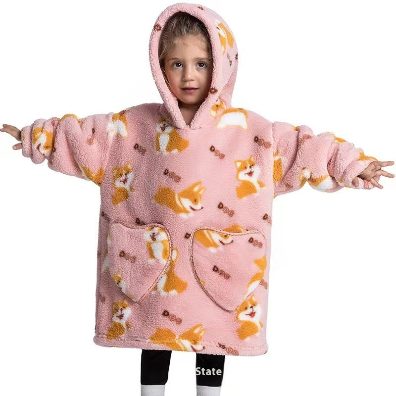 Boys And Girls Comfortable Cotton Velvet Cold-proof Clothes Lazy Blanket Hooded Plus-sized Thickened Blanket Lazy Clothes Children's Sleepwear - [[{"value":"{{ Babyvera Babyvera  }}"}]]