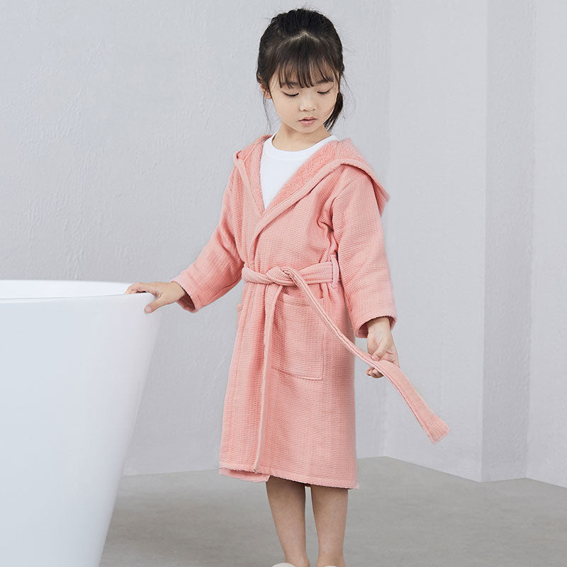 Children's Bathrobes Cotton Towel Material Nightgown Long Sleeve - [[{"value":"{{ Babyvera Babyvera  }}"}]]