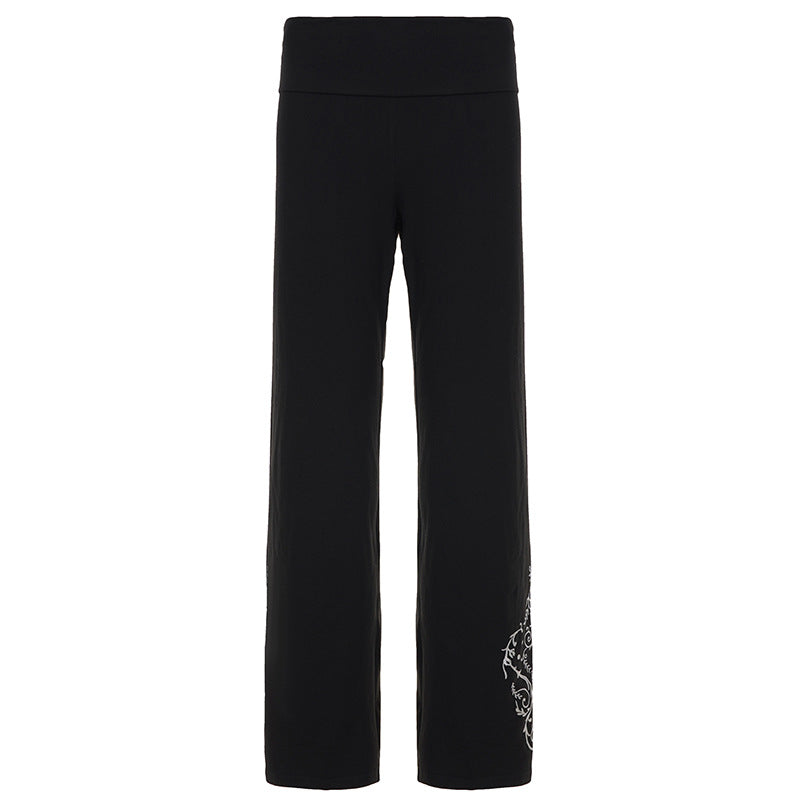Vintage-style Personalized Printed Black Knit Pants - [[{"value":"{{ Babyvera Babyvera  }}"}]]