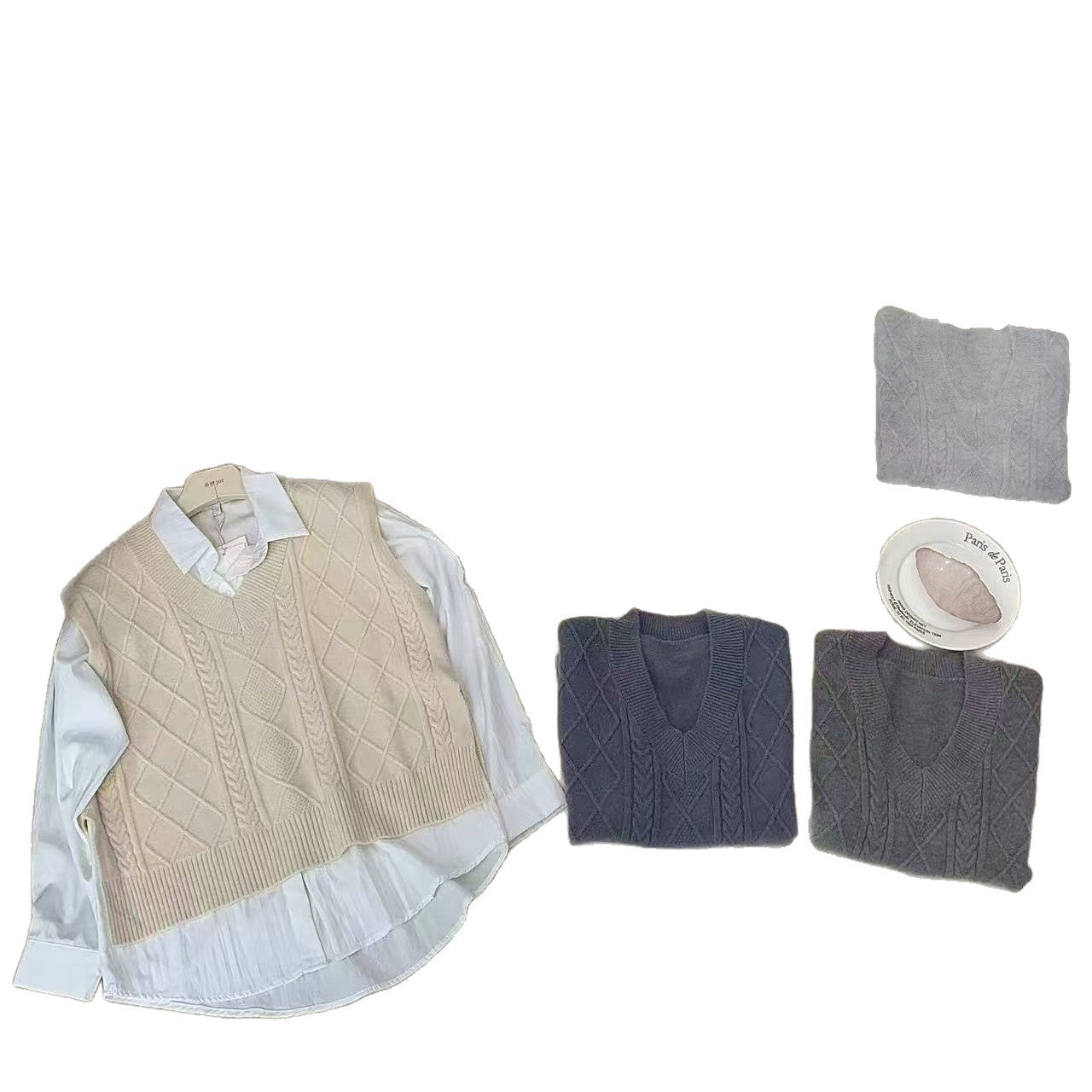 V-neck Knitted Casual Academic Style Women's Fashion Vest - [[{"value":"{{ Babyvera Babyvera  }}"}]]