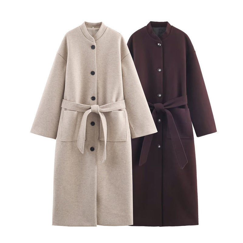 Long Belted Elegant Coat For Women - [[{"value":"{{ Babyvera Babyvera  }}"}]]