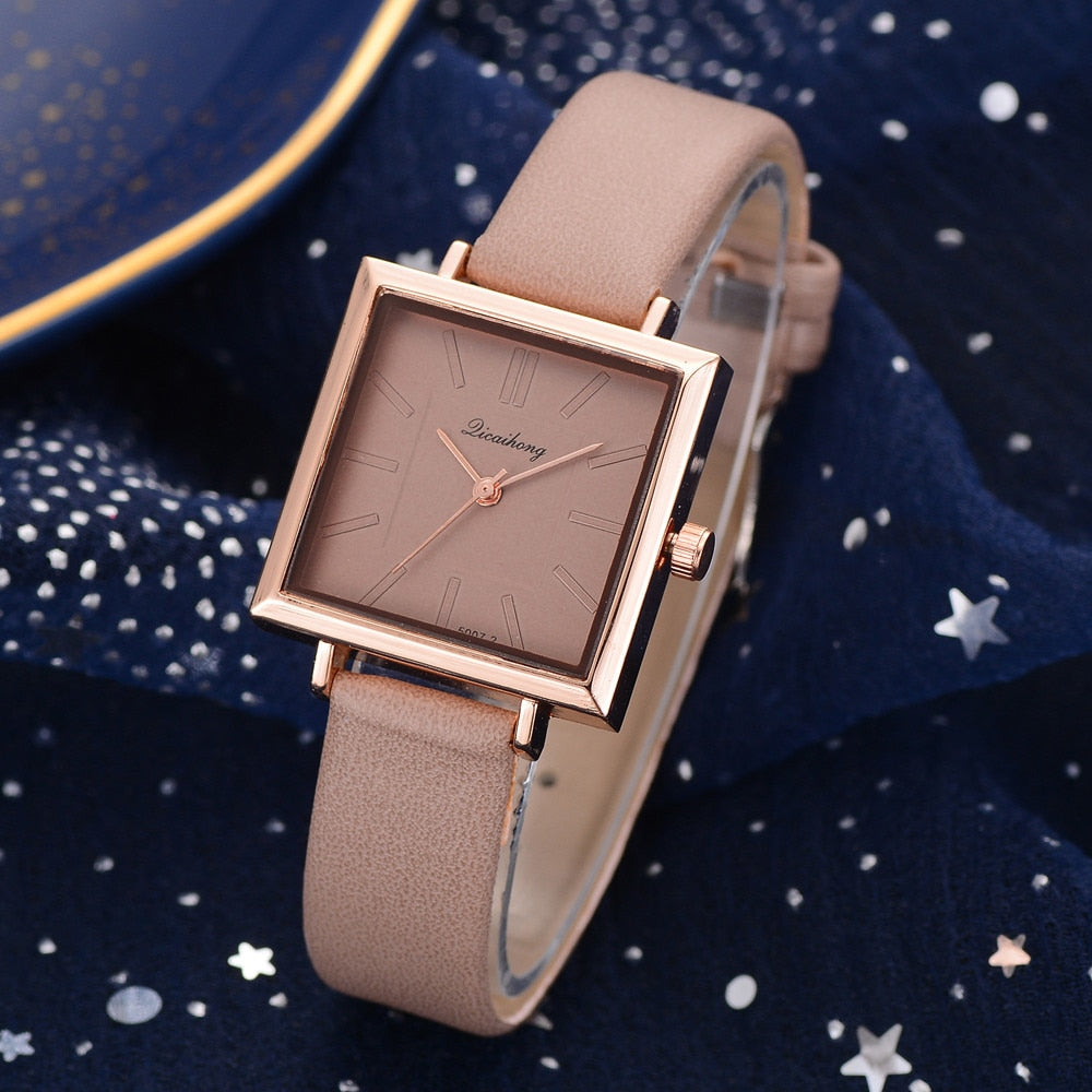 Square Women Bracelet Watch Contracted Leather Crystal WristWatches Women Dress Ladies Quartz Clock - [[{"value":"{{ Babyvera Babyvera  }}"}]]