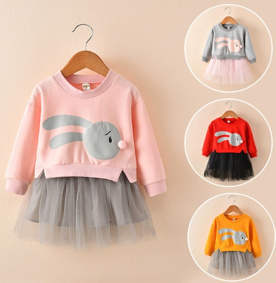 New spring infant skirt 1 long sleeved dress 2 female baby cartoon 3 4 princess dress lace dress tide - [[{"value":"{{ Babyvera Babyvera  }}"}]]