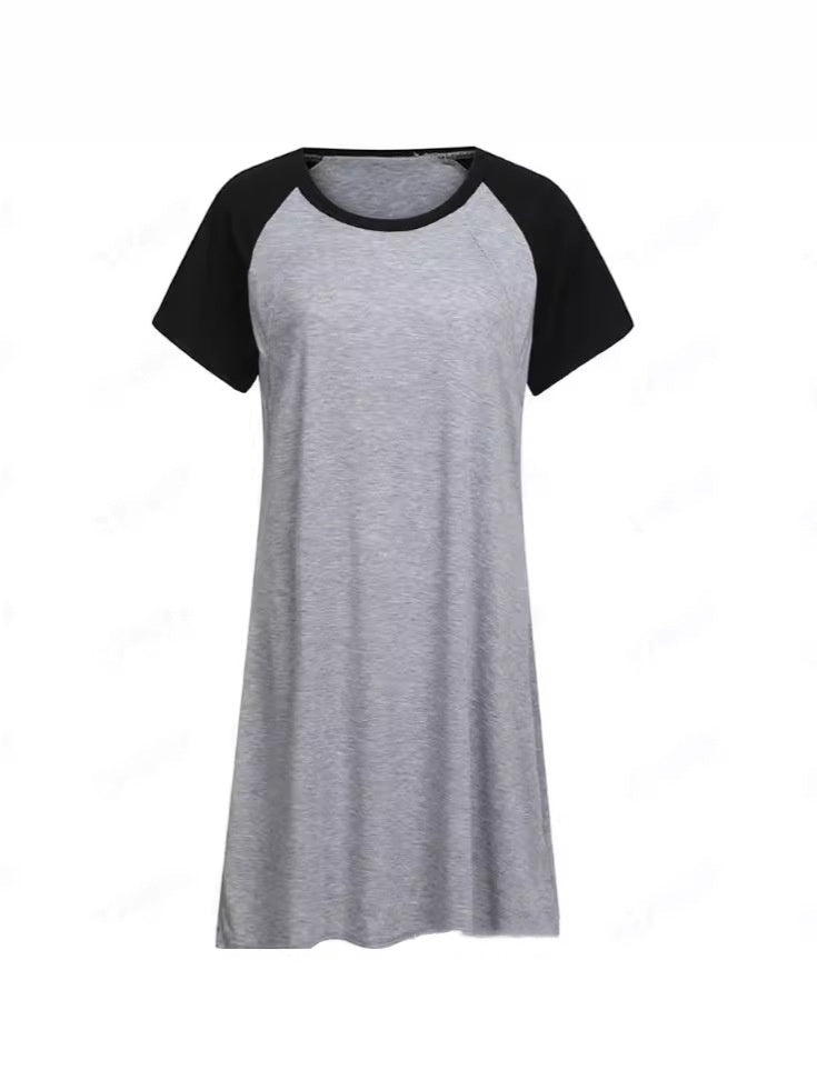 Maternity Clothes Round Neck Short Sleeve Nursing Opening Dress Pajamas - [[{"value":"{{ Babyvera Babyvera  }}"}]]