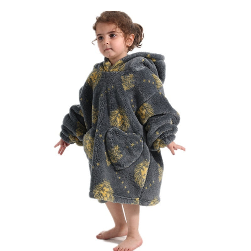 Boys And Girls Comfortable Cotton Velvet Cold-proof Clothes Lazy Blanket Hooded Plus-sized Thickened Blanket Lazy Clothes Children's Sleepwear - [[{"value":"{{ Babyvera Babyvera  }}"}]]
