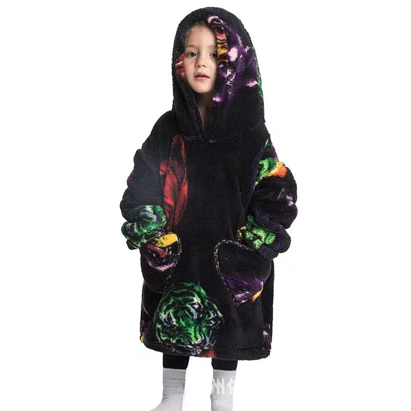 Boys And Girls Comfortable Cotton Velvet Cold-proof Clothes Lazy Blanket Hooded Plus-sized Thickened Blanket Lazy Clothes Children's Sleepwear - [[{"value":"{{ Babyvera Babyvera  }}"}]]