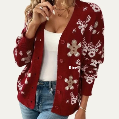 Womens Printed Drop-Shoulder Cardigan Sweater - [[{"value":"{{ Babyvera Babyvera  }}"}]]