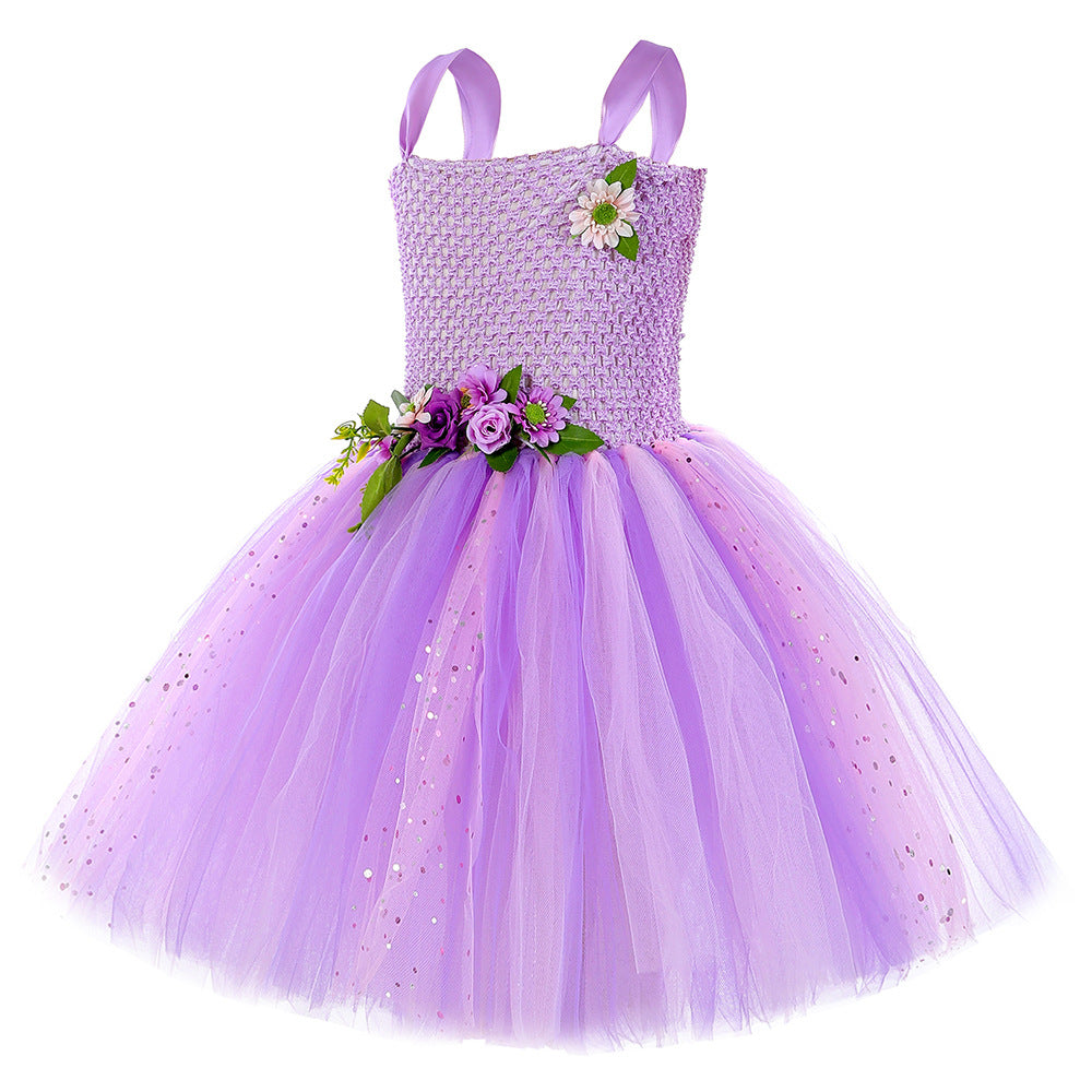 Purple Flower Fairy Elf Girls' Tulle Princess Children's Wings Fairy Role-Play Dress - [[{"value":"{{ Babyvera Babyvera  }}"}]]