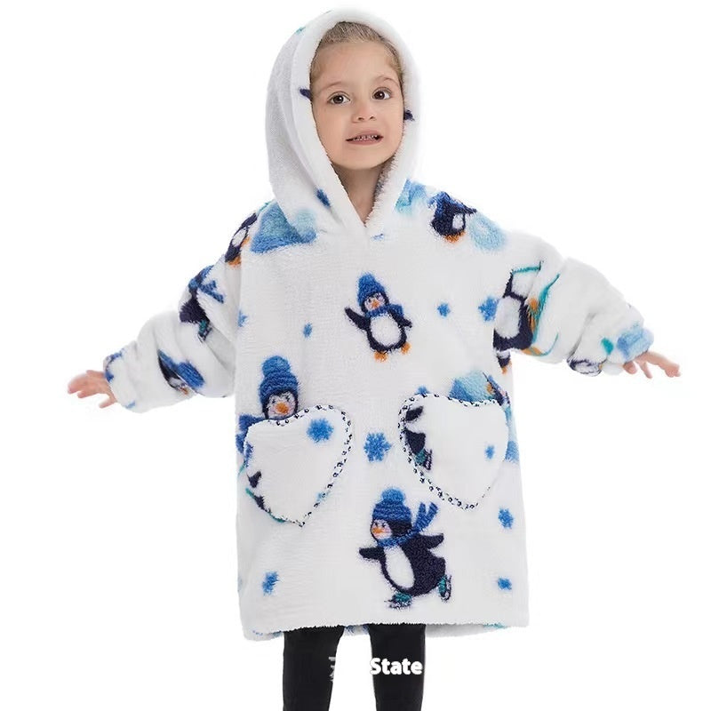 Boys And Girls Comfortable Cotton Velvet Cold-proof Clothes Lazy Blanket Hooded Plus-sized Thickened Blanket Lazy Clothes Children's Sleepwear - [[{"value":"{{ Babyvera Babyvera  }}"}]]