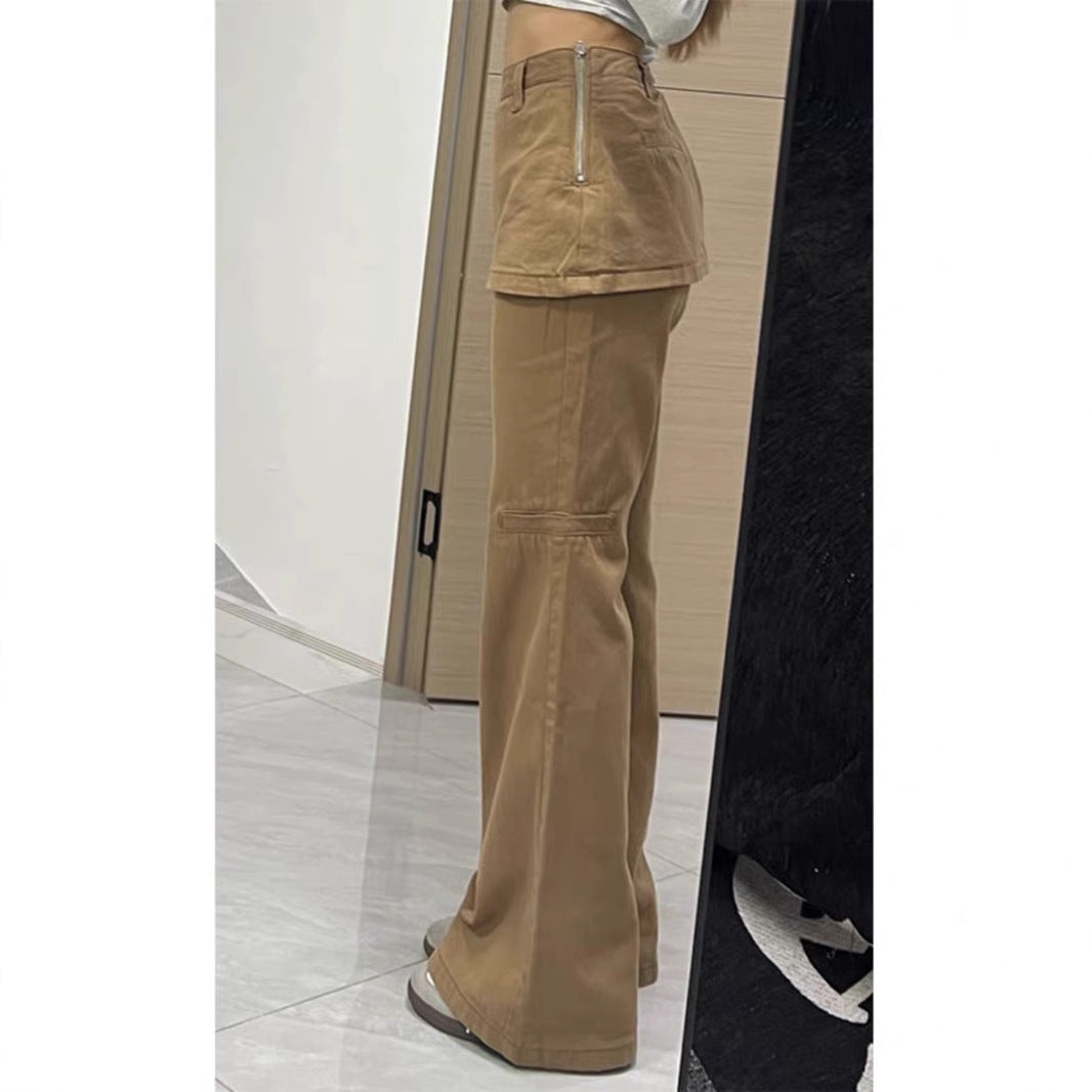 New Relaxed-style Casual Faux Two-piece Straight-leg Horseshoe Pants - [[{"value":"{{ Babyvera Babyvera  }}"}]]