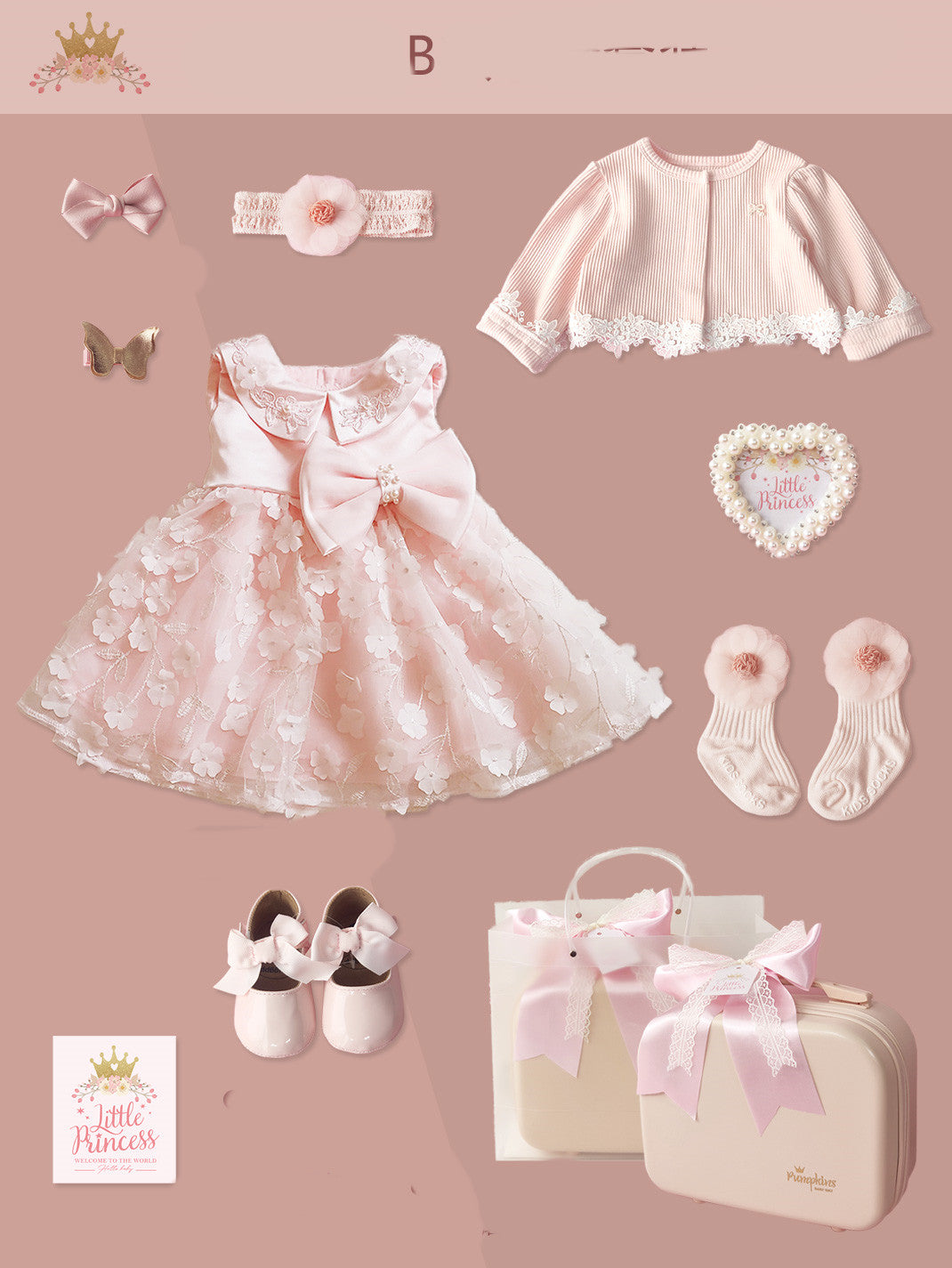 Baby High-end Gift Box Little Princess Dress Lace Dress Suit - [[{"value":"{{ Babyvera Babyvera  }}"}]]