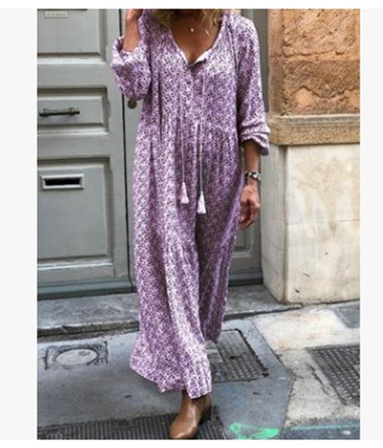 V-neck print maxi dress - [[{"value":"{{ Babyvera Babyvera  }}"}]]