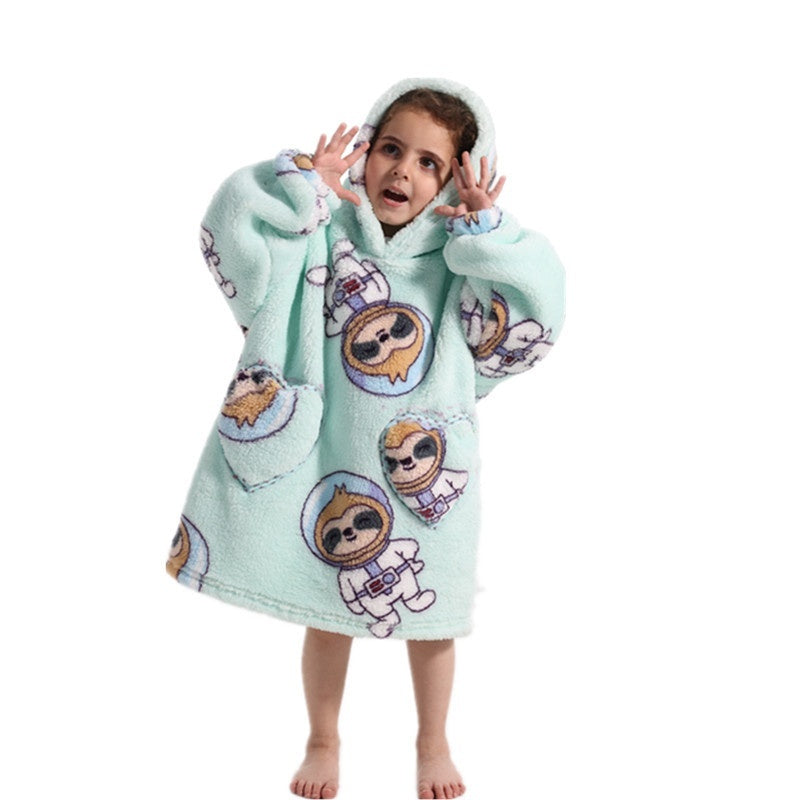 Boys And Girls Comfortable Cotton Velvet Cold-proof Clothes Lazy Blanket Hooded Plus-sized Thickened Blanket Lazy Clothes Children's Sleepwear - [[{"value":"{{ Babyvera Babyvera  }}"}]]
